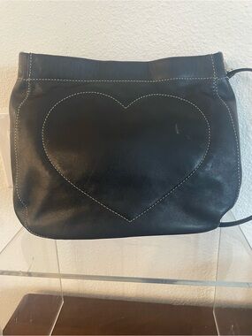 Brighton Black Heart-Stitch Shoulder Bag